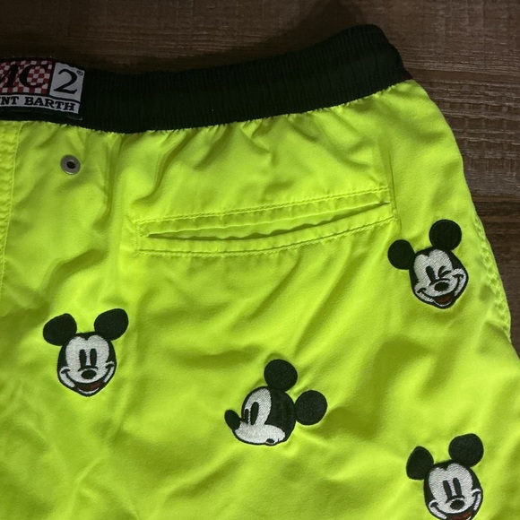 MC2 Saint Barth Men’s Mickey Mouse Embroidered Swim Shorts In Florescent Yellow - Picture 5 of 9